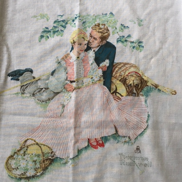 Vintage Norman Rockwell Pacific Twin Size Fitted Bed Sheet 🌺🦜🌺 Americana - Picture 2 of 8